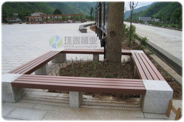 無背靠石腳塑木圍樹園林椅